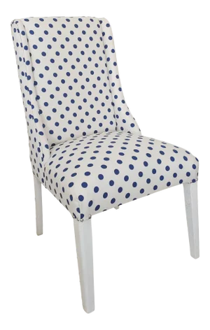Vintage Art Deco Accent Chair in Linen Polka Dot Upholstery