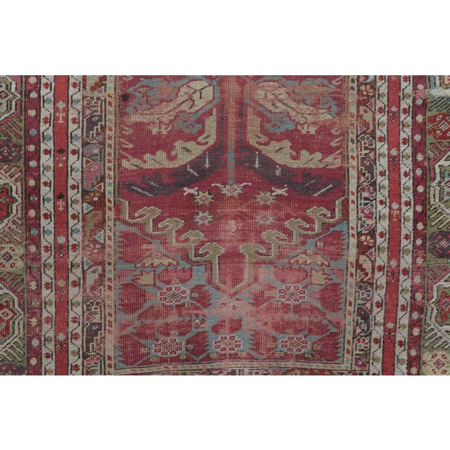 Traditional Antique Kırşehir Double-Ended Prayer Rug in Geometric Floral Design - Rug & Kilim For Sale - Image 3 of 7