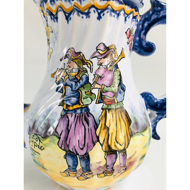 French Provincial Antique French Henriot Quimper Faience Coffee Set- 27 Pieces For Sale - Image 3 of 12