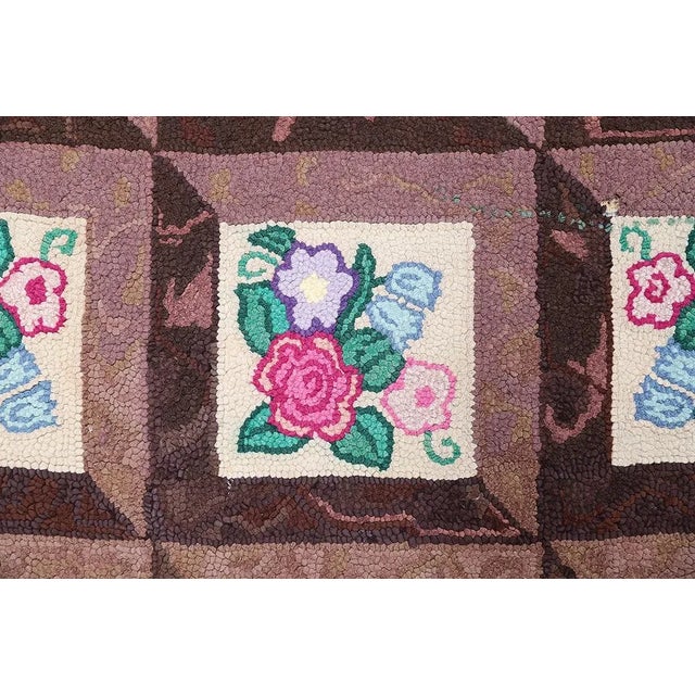 3'x5' Vintage American Hooked Rug | Brown & Colorful American Hook Area Rug For Sale - Image 10 of 11