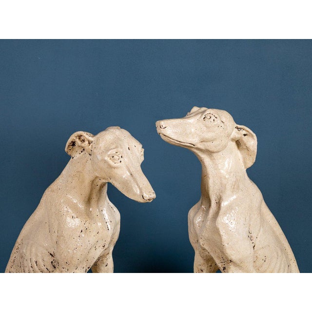 Tuscan Porcelain Greyhounds, Early 20th Century, Set of 2 For Sale - Image 4 of 6