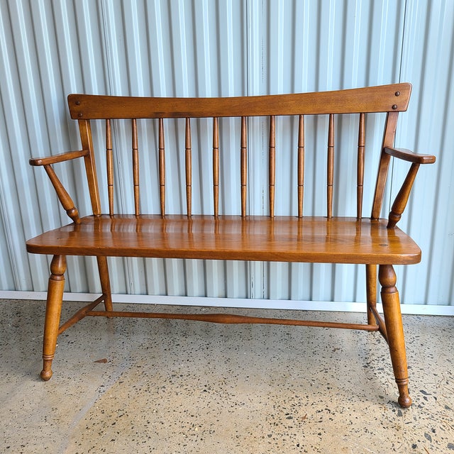 Ethan Allen Heirloom Nutmeg Maple Windsor Bench Chairish
