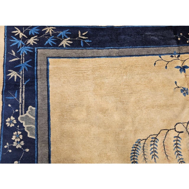 Antique Chinese Peking Rug, Hand-Knotted Wool Pile, Tan Field, 10' x 13' For Sale - Image 16 of 18