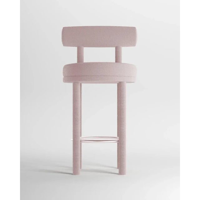 Not Yet Made - Made To Order Collector Moca Bar Chair in Boucle Rose by Studio Rig For Sale - Image 5 of 5
