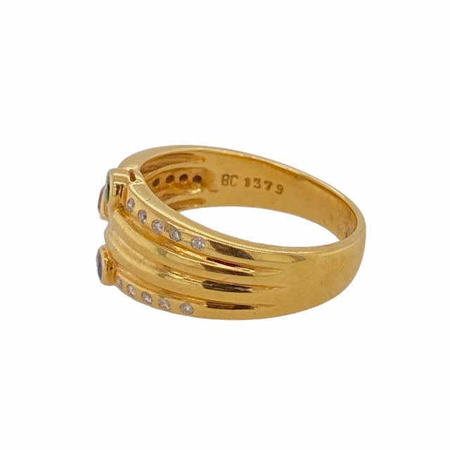 18k Gold Diamond, Ruby, Sapphire & Emerald Ring by Levian, Size 7 For Sale - Image 4 of 4
