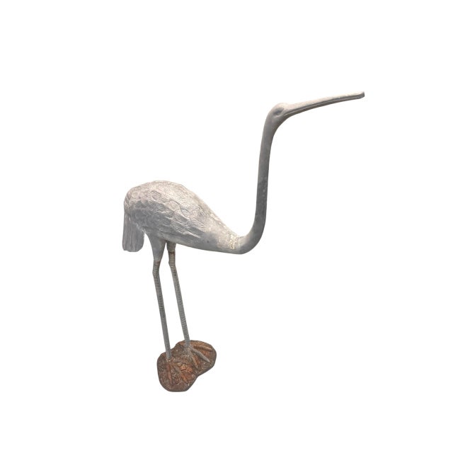 2000 - 2009 Vintage Cast Iron Crane Garden Statue For Sale - Image 5 of 12