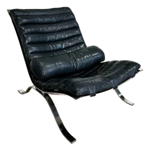Arne Norell “Ari” Leather and Steel Lounge Chair, Sweden 1970