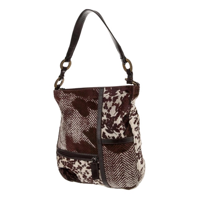 Longchamp Calf Hair Collage Pattern Shoulder Handbag Hobo Leather Animal Print For Sale