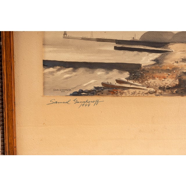 1940s Milwaukee | Framed 1944 Samuel Gansheroff Watercolor Painting, Signed and Dated For Sale - Image 4 of 5