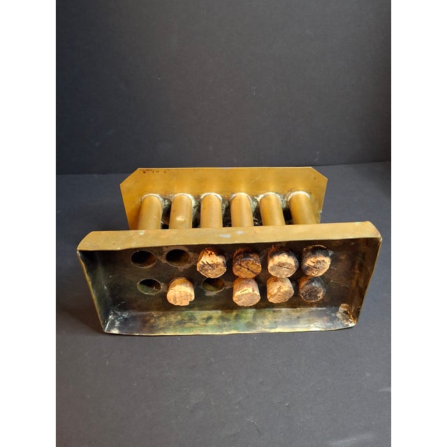 Ultra Rare Antique 18th C Heavy Brass 12 Tube Candle Mold Primitive Corks 5x10 For Sale - Image 11 of 16