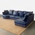 Enhance your living space with this Roche Bobois sectional sofa, featuring plush blue leather cushions and a sleek, modern...