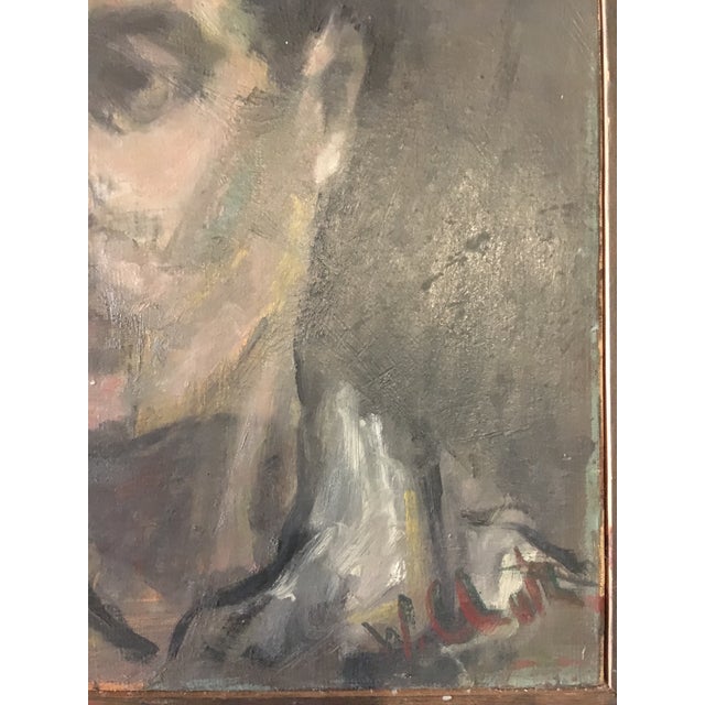 1950s Vintage 1950s Oil on Canvas Portrait Painting by William Clutz For Sale - Image 5 of 12