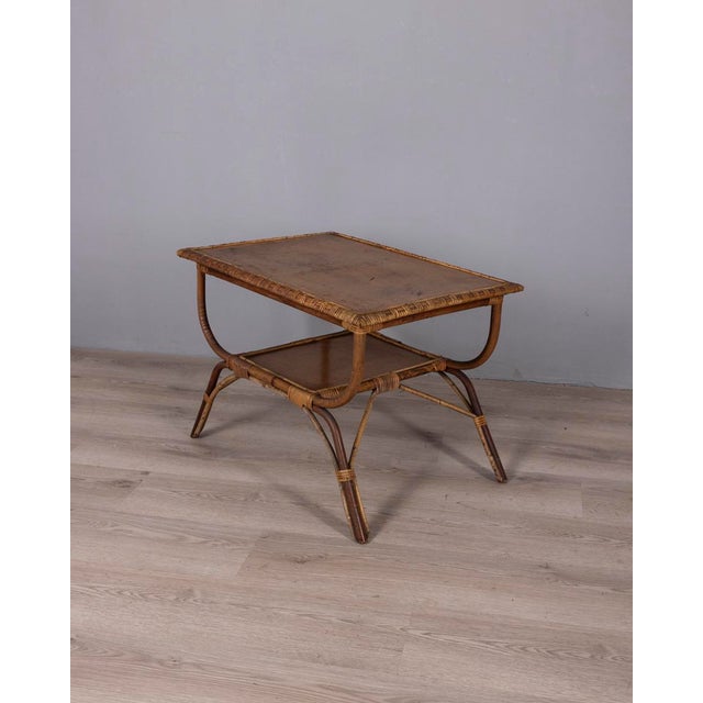 Vintage Italian Bamboo and Wood Coffee Table, 1960s For Sale - Image 4 of 10