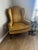 Drexel Vintage Drexel Mustard Gold Velvet Wingback Chair For Sale - Image 4 of 12