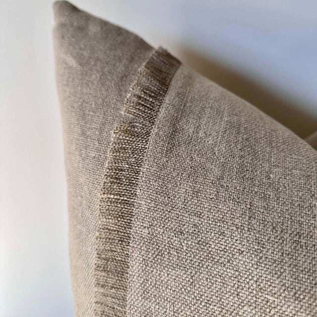 Natural Linen Stone Washed Accent Pillow With Down Feather Insert For Sale - Image 4 of 5