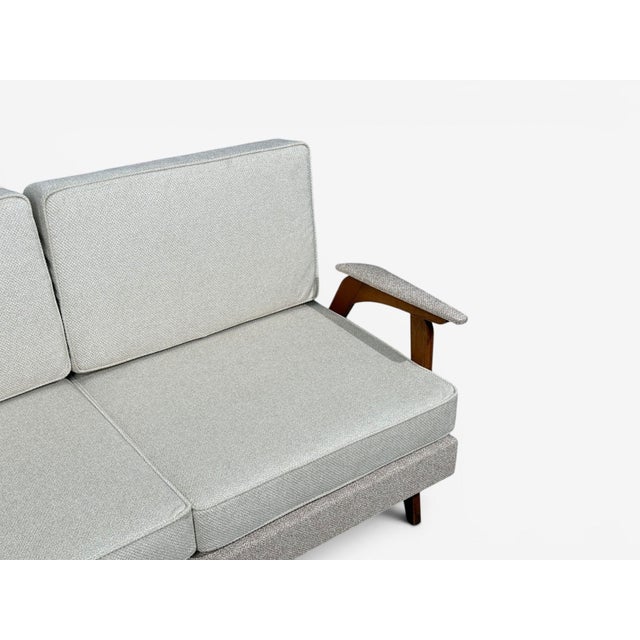 Peter Hvidt & Orla Mølgaard-Nielsen Style, Settee, Cream Boucle, Denmark, 1960s For Sale In New York - Image 6 of 10