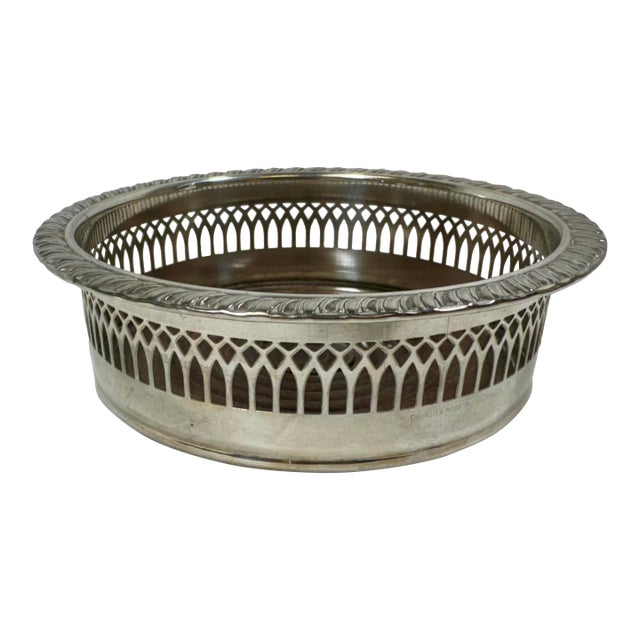 Vintage Cavalier Silver Plate Wine Coaster With Wooden Bottom From England - Circa 1940 For Sale