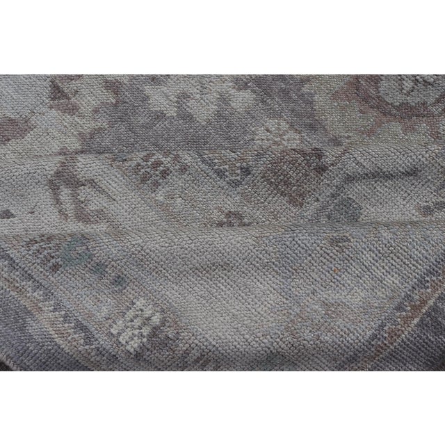 Large Turkish Oushak Rug in Soft Gray, Ivory, and Taupe With Floral Motifs For Sale - Image 15 of 16