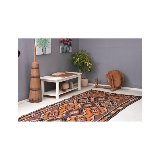 Vintage Decorative Turkish Kilim Rug - 4`11″ X 13`0″ For Sale In Los Angeles - Image 6 of 6