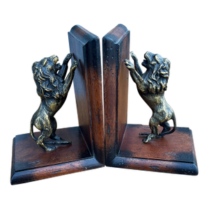 1980s Brass Lion Bookends
