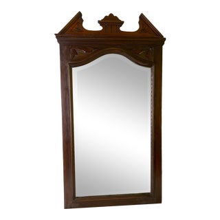 Antique Victorian Hand Carved Mahogany Wall Mirror For Sale