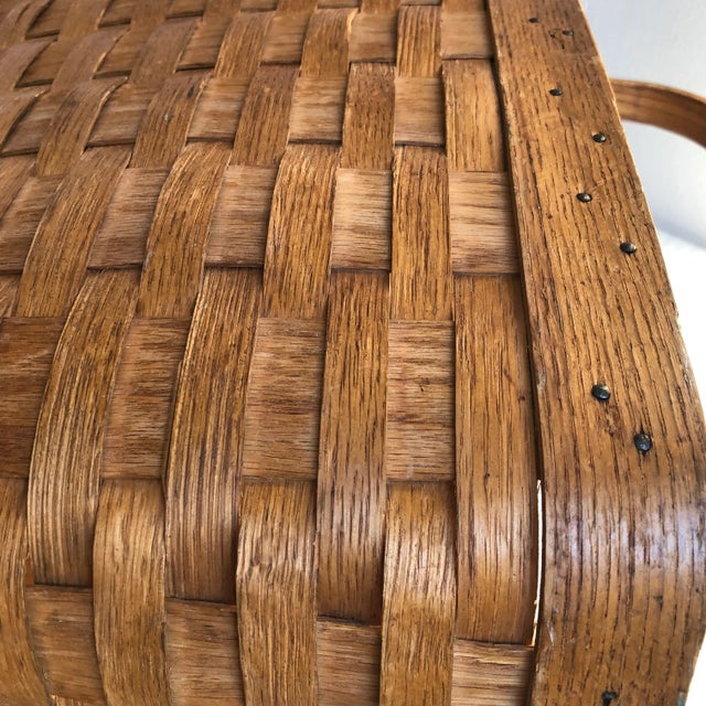 Antique Footed Splint Basket With Handle For Sale - Image 10 of 12