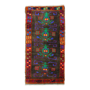Colorful Mid Century Turkish Rug, 1'5'' X 2'9''