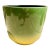 1970s Mid Century Modern Fun Green & Yellow Glazed Pottery Planter 14”x13” MCM For Sale
