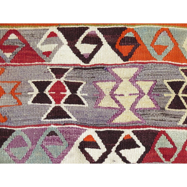 Olive Mid 20th Century Mid 20th Century Vintage Aesthetic Turkish Area Boho Authentic Handmade Kilim Rug For Sale - Image 8 of 10