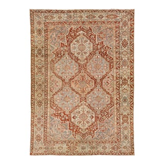 Floral Persian Bakhtiari Rust Wool Rug Handcrafted in the 1920s For Sale