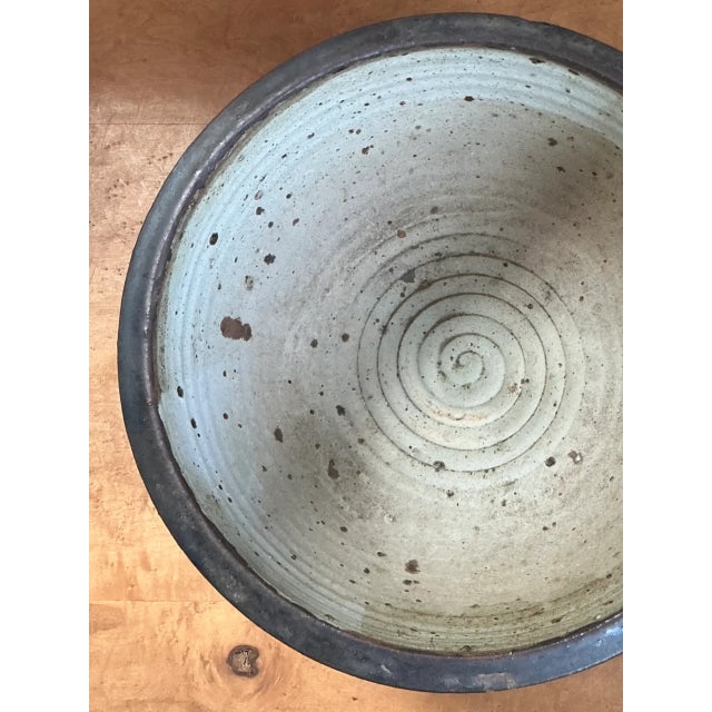 Vintage Monumental Rustic Brown Ceramic Bowl For Sale - Image 12 of 12