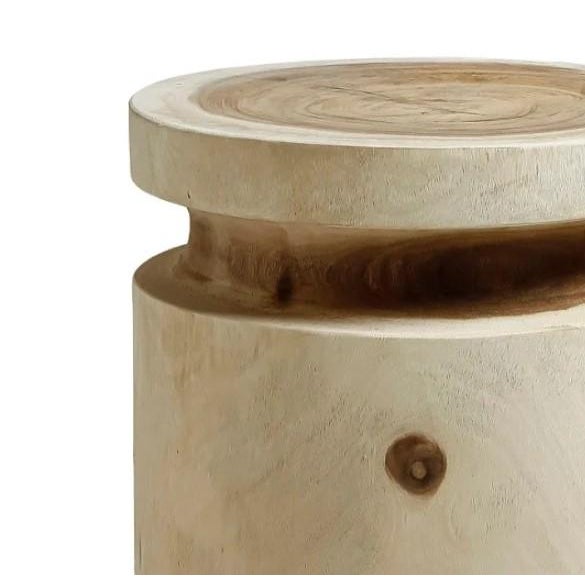 Contemporary Artesia Kofi Natural Suar Wooden Outdoor Stool For Sale - Image 3 of 3