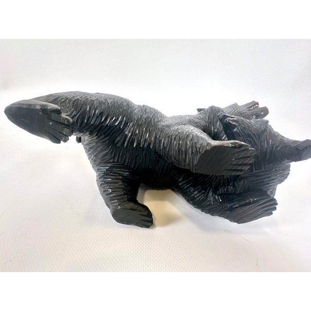 Brown Japanes Bear with Cub Wooden Carved Ainu Figurine, 1900s For Sale - Image 8 of 15
