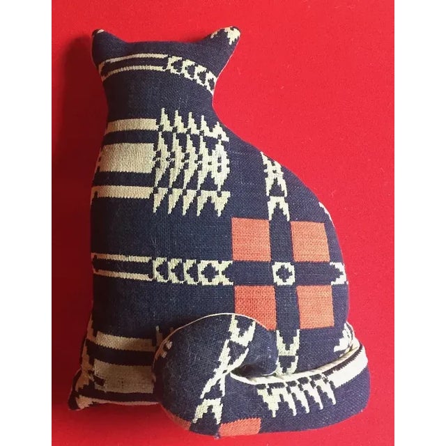 19th Century Americana Folk Art Hand Sewn Cat Pillow For Sale - Image 9 of 10