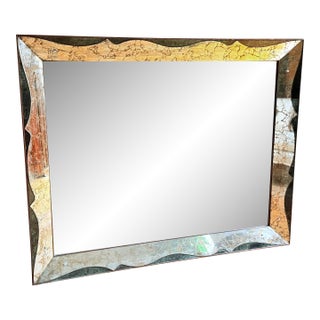 Vintage 1960s Venetian-Style Mirror With Etched Glass and Gold Gilt Frame For Sale