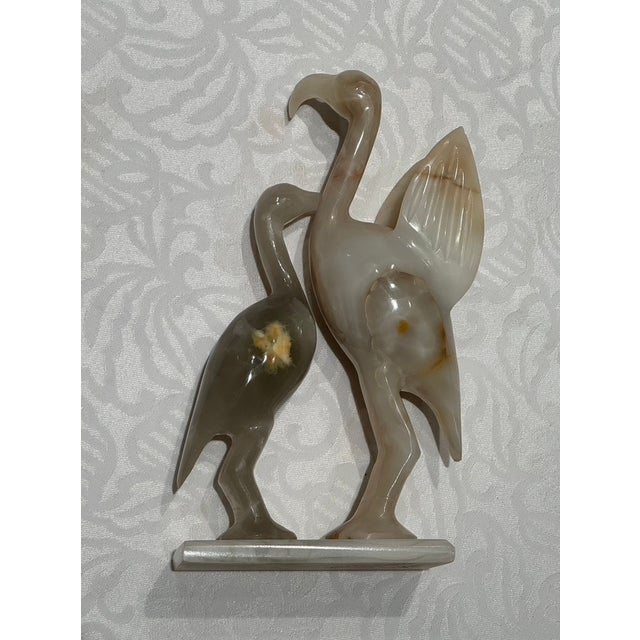 Mid-Century Modern 20th-Century Modernist Carved Banded Onyx Avian Sculpture, Dated 1993 For Sale - Image 3 of 10