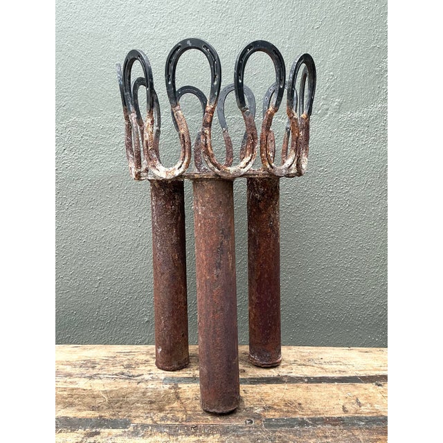 Vintage Rusty Horseshoe Tall Plant Stand For Sale - Image 9 of 12
