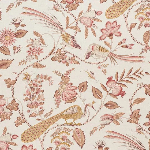 Sample - Schumacher Campagne Fabric in Rose & Ochre For Sale