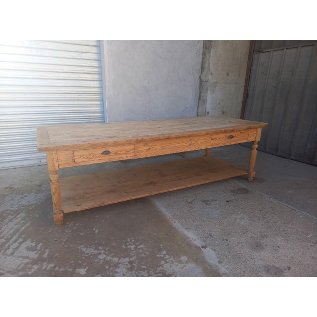 Wood Large Dining Table with Drawers, 1890s For Sale - Image 7 of 18