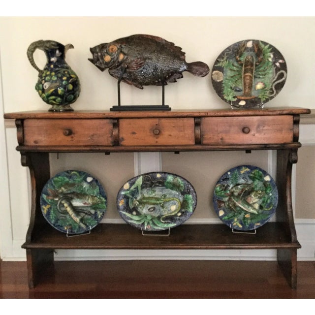 19th Century Rare Majolica Palissy Fish Basket Platter Leon Brard For Sale - Image 10 of 11