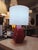 Robert Abbey Modern Robert Abbey Red Lamp With Linen Drum Shade For Sale - Image 4 of 6