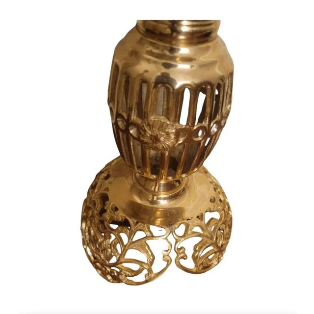 Japanese Monumental Japanese James Mont Style Large Solid Brass Candle Holders, a Pair For Sale - Image 3 of 7