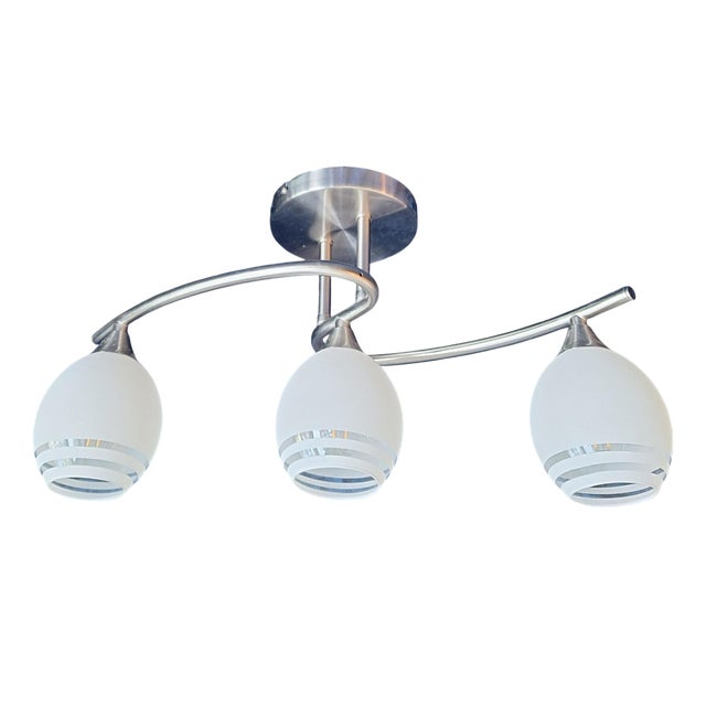 Vintage Ceiling Lamp with Silver-Colored Metal Frame and 3 White Glass Shades from Trio-Leuchten, 2000s For Sale