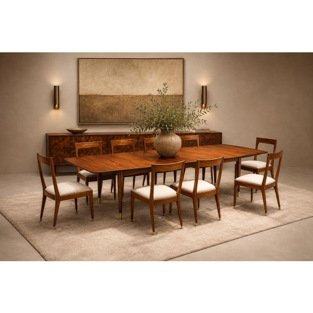 This exceptional extendable dining table, designed by Giuseppe Scapinelli in the 1950s for a private Brazilian residence,...