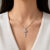 Art Deco 14K White Gold Diamond Lariat Station Antique Necklace For Sale - Image 3 of 3