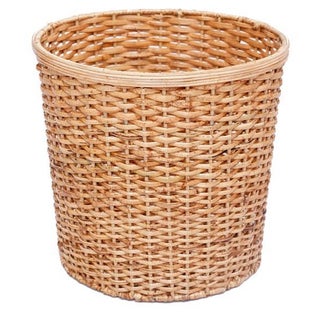Round Wicker Wastepaper Basket For Sale