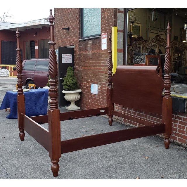 Wood Martha Stewart for Bernhardt Furniture Seal Harbor King Size Mahogany 4 Poster Bed For Sale - Image 7 of 13