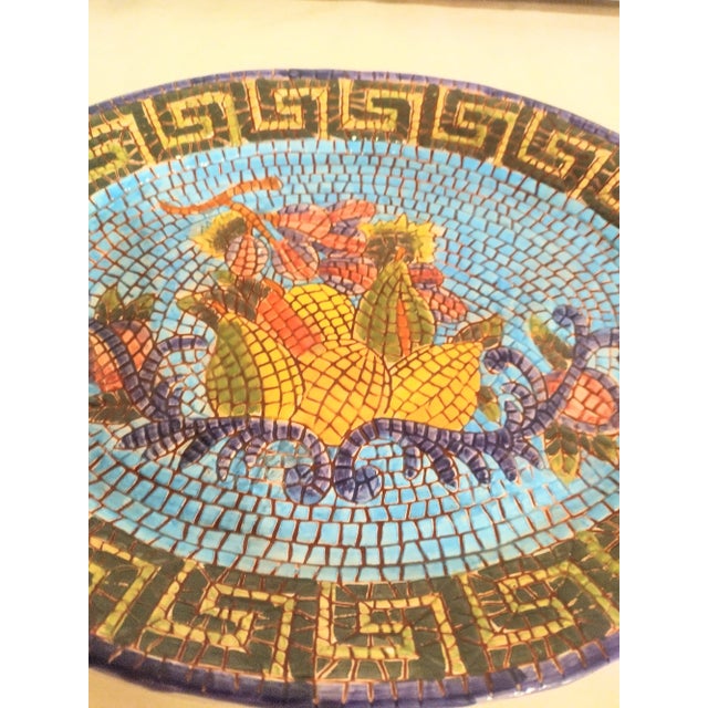 Mottahedeh Vintage Large Colorful Greek Key Fruit Mosaic Serving Platter For Sale - Image 4 of 6