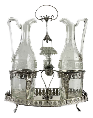 Antique Milanese Silver Oil Cruet, 1828, Set of 3