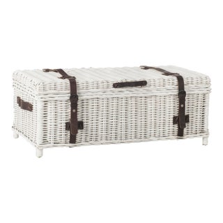 Rattan Coffee Table Trunk in White For Sale